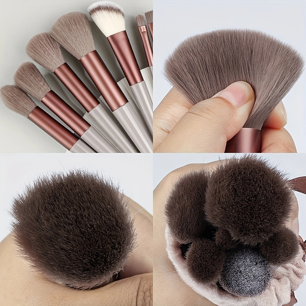 Fluffy Makeup Brush Set & Storage Bag