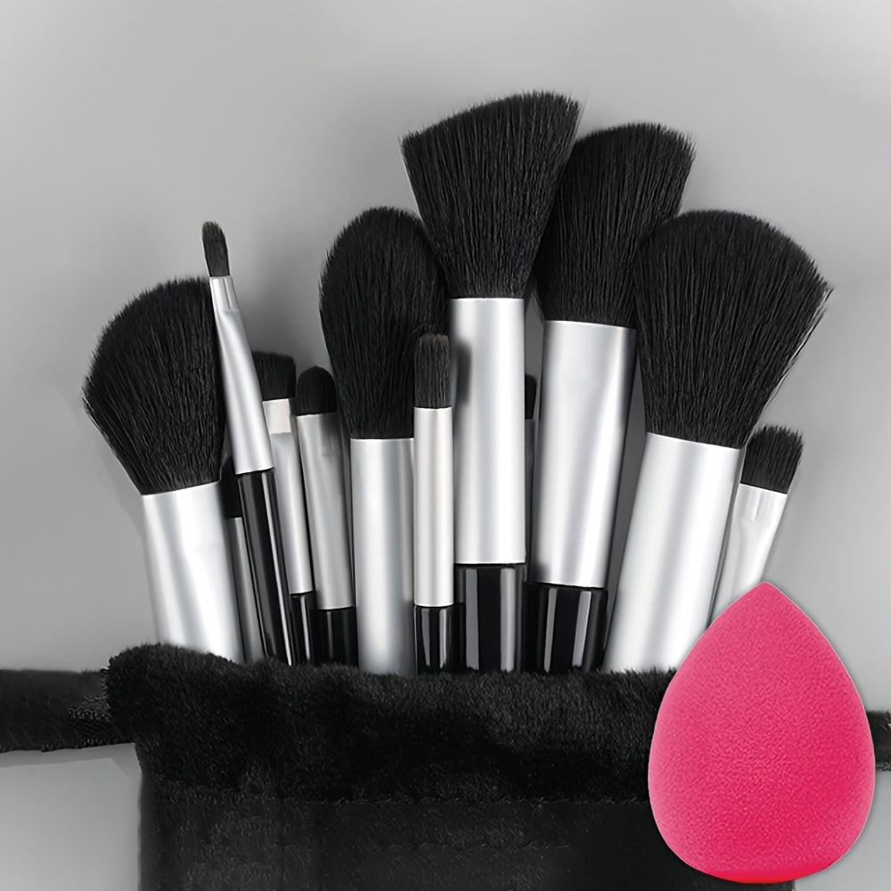 Fluffy Makeup Brush Set & Storage Bag