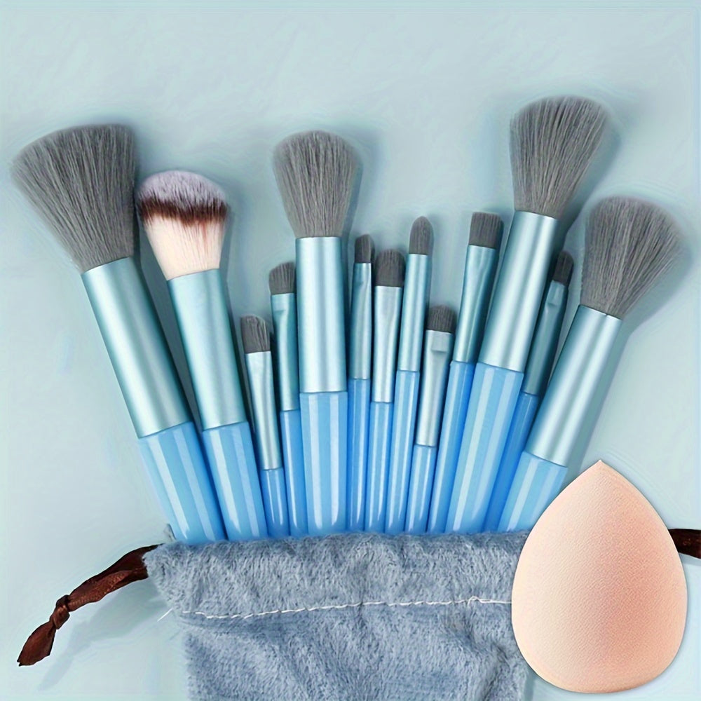 Fluffy Makeup Brush Set & Storage Bag