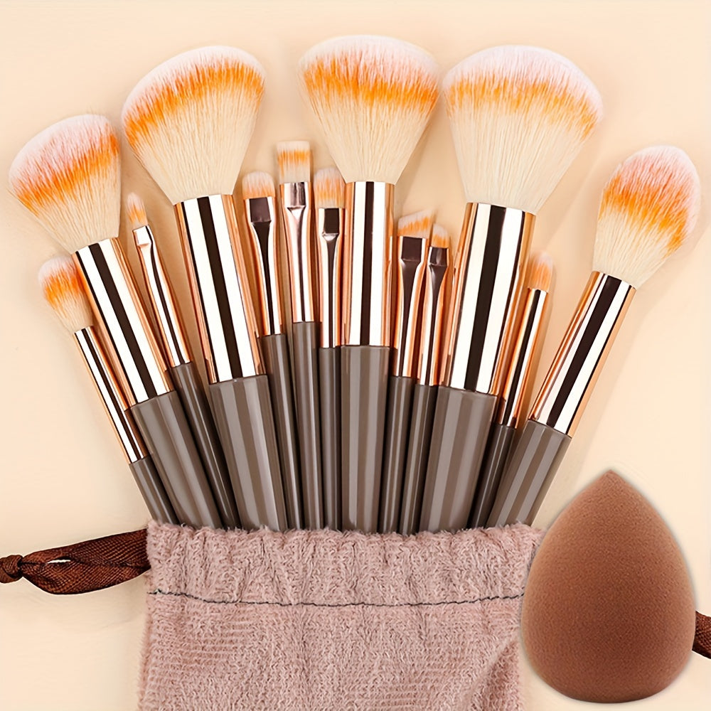 Fluffy Makeup Brush Set & Storage Bag