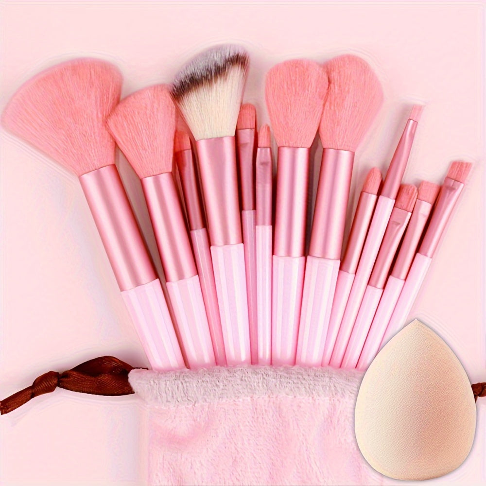 Fluffy Makeup Brush Set & Storage Bag