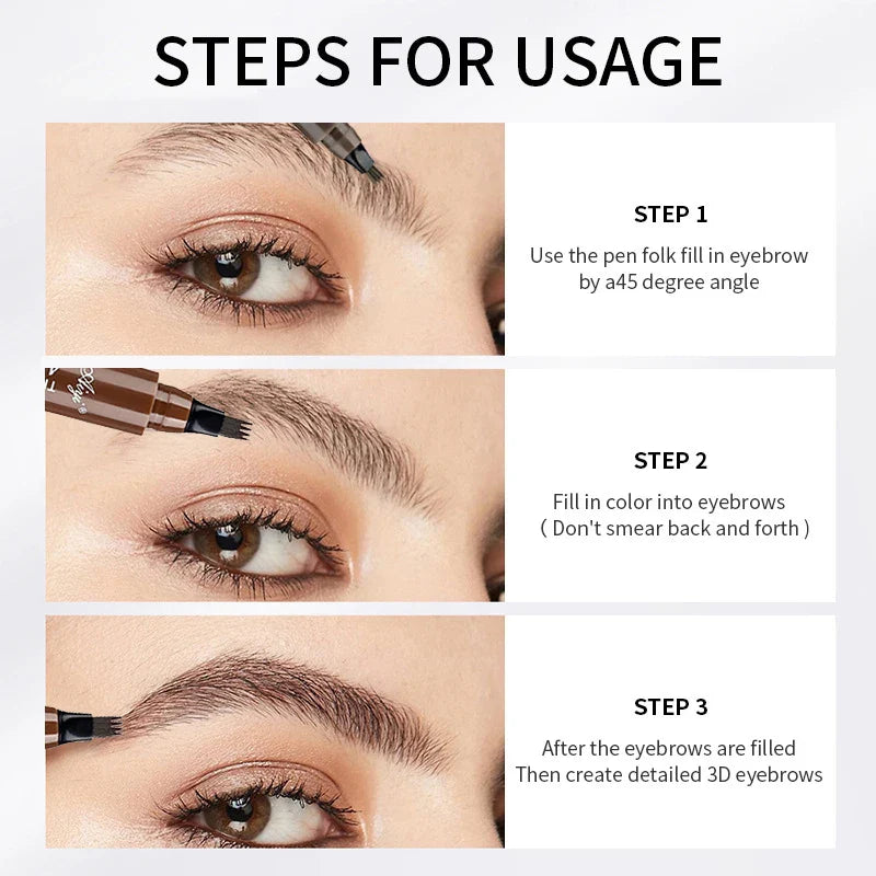 Four-Pronged Eyebrow Pencil Long Lasting Smudge Proof