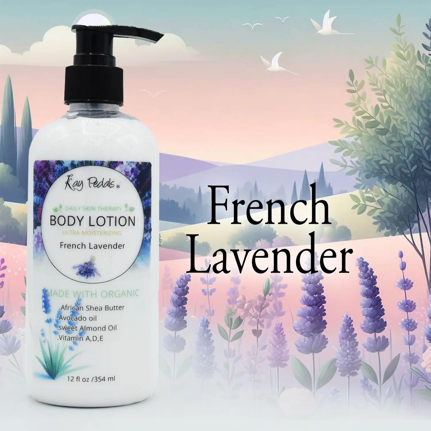 French Lavender Natural Organic Body Lotion 12oz