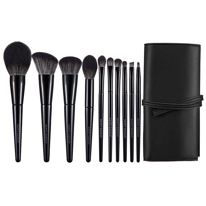 GlamourGlow 10-Piece Luxury Makeup Brush Set with Chic Case