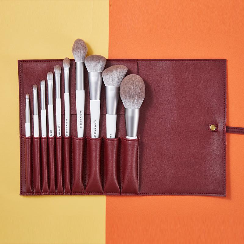 GlamourGlow 10-Piece Luxury Makeup Brush Set with Chic Case