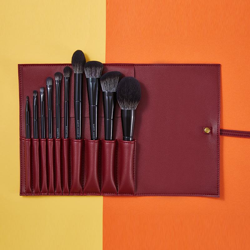 GlamourGlow 10-Piece Luxury Makeup Brush Set with Chic Case