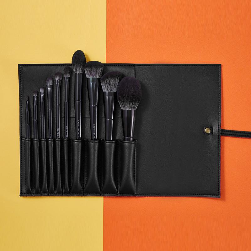 GlamourGlow 10-Piece Luxury Makeup Brush Set with Chic Case