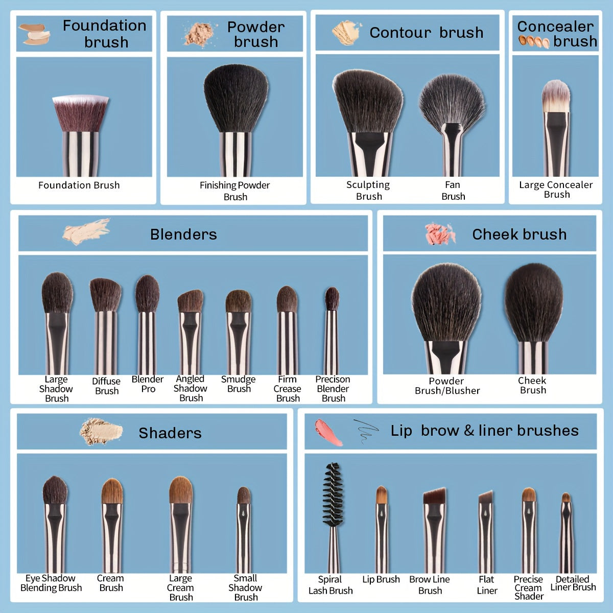 Goat Hair Makeup Brush Set