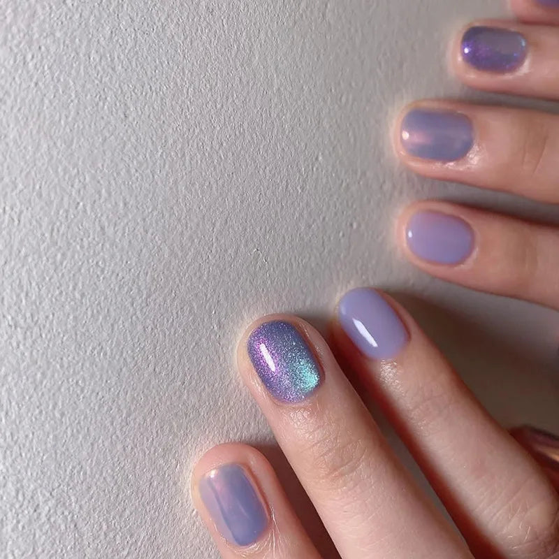 Gradient White Fake Nail Short Square Ballet Simple False Nails