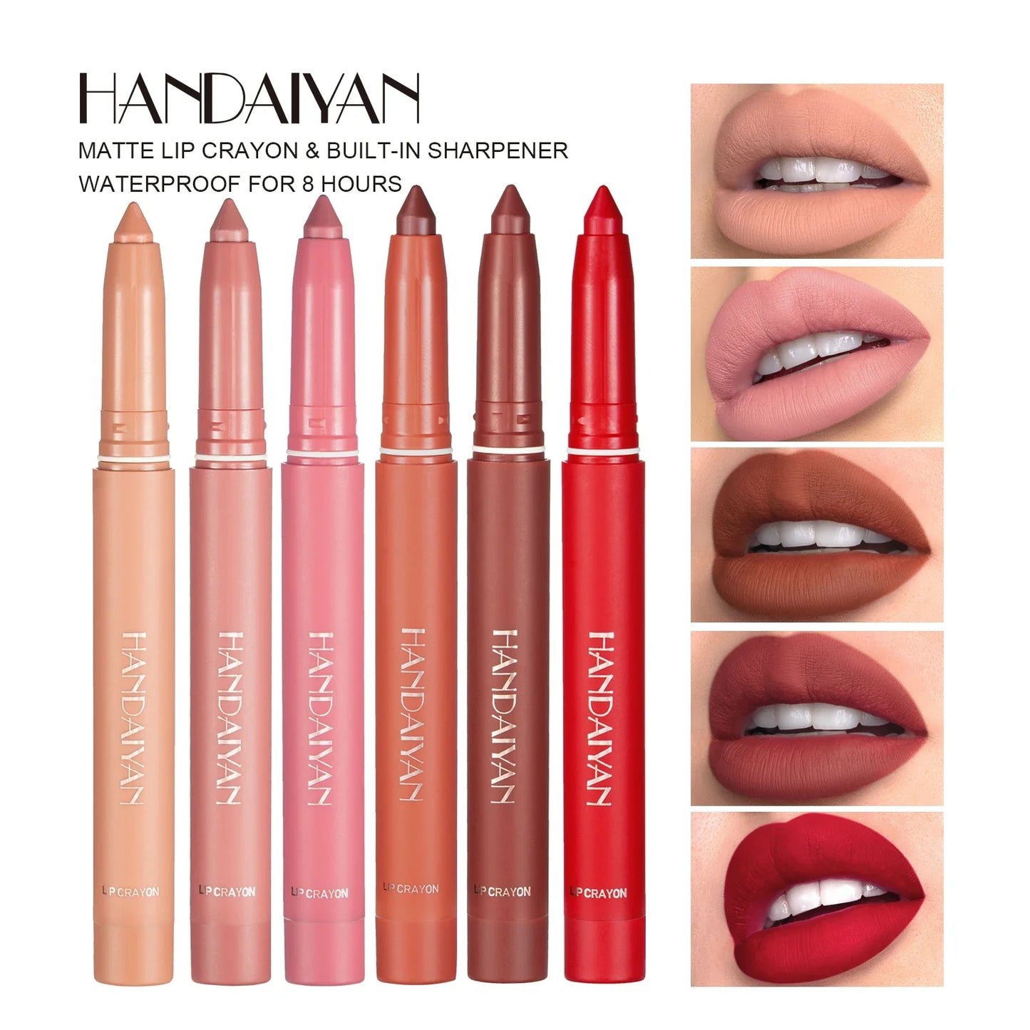 HANDAIYAN 12 Colors Crayon Lipstick High Pigment Velvet Lip Liner