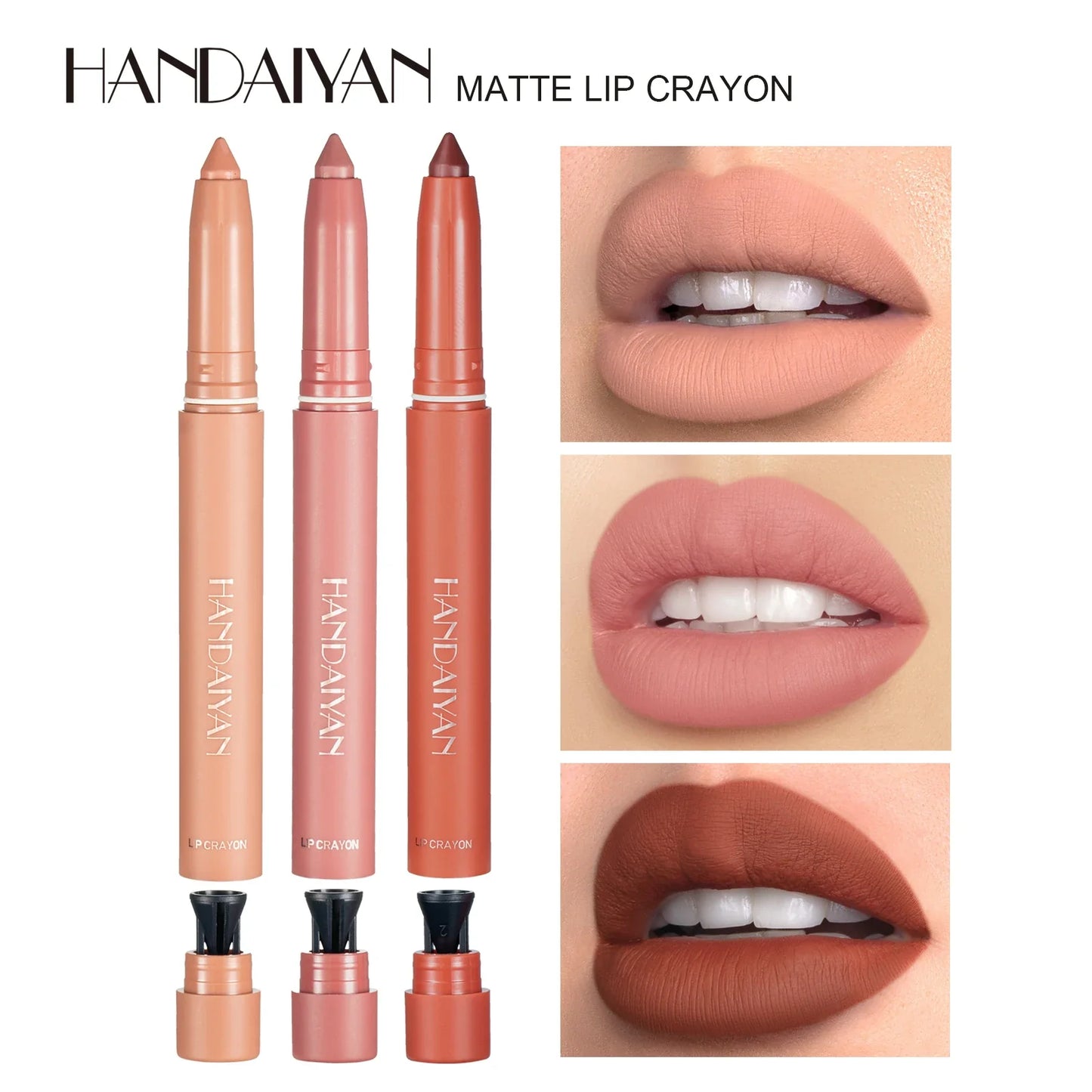 HANDAIYAN 12 Colors Crayon Lipstick High Pigment Velvet Lip Liner