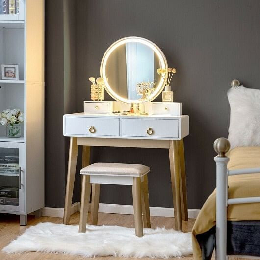 Makeup Vanity Table Set 3 Color Lighting Dressing Table-Black