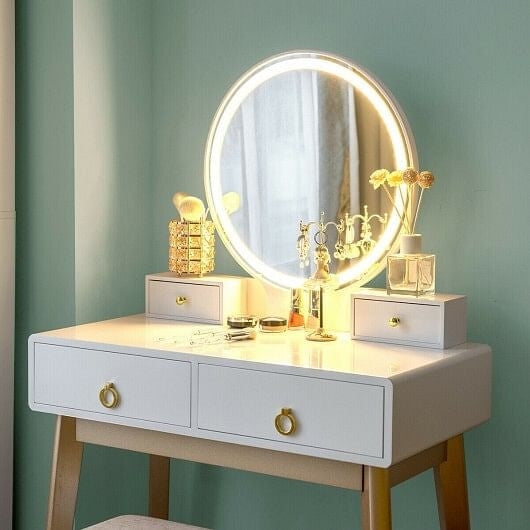 Makeup Vanity Table Set 3 Color Lighting Dressing Table-Black