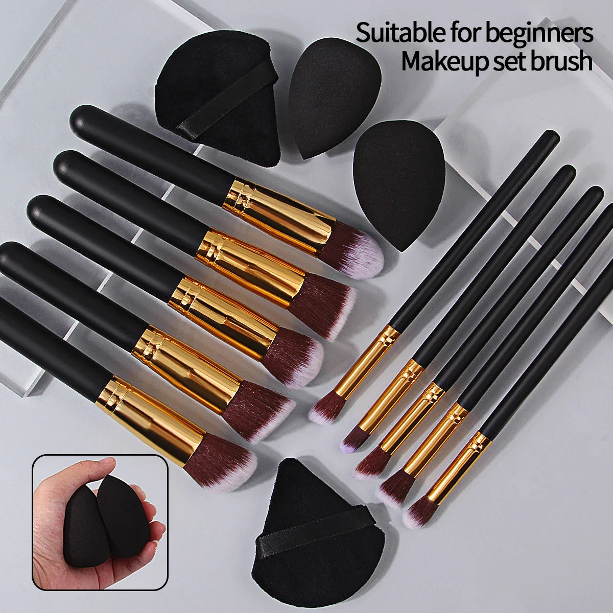 High-End Wooden Handled Makeup Brush Set