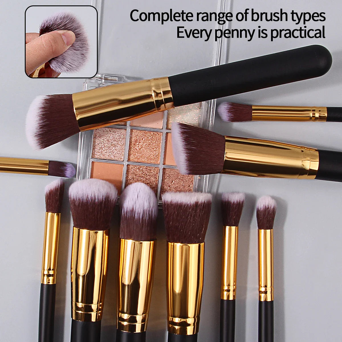High-End Wooden Handled Makeup Brush Set