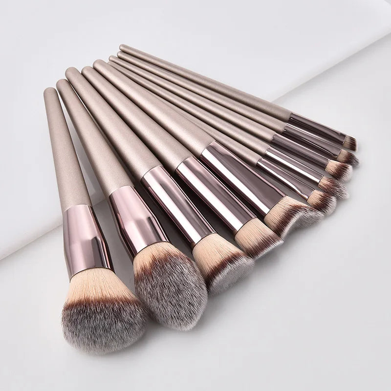 Hot Champagne Makeup Brushes Set 14 Pcs