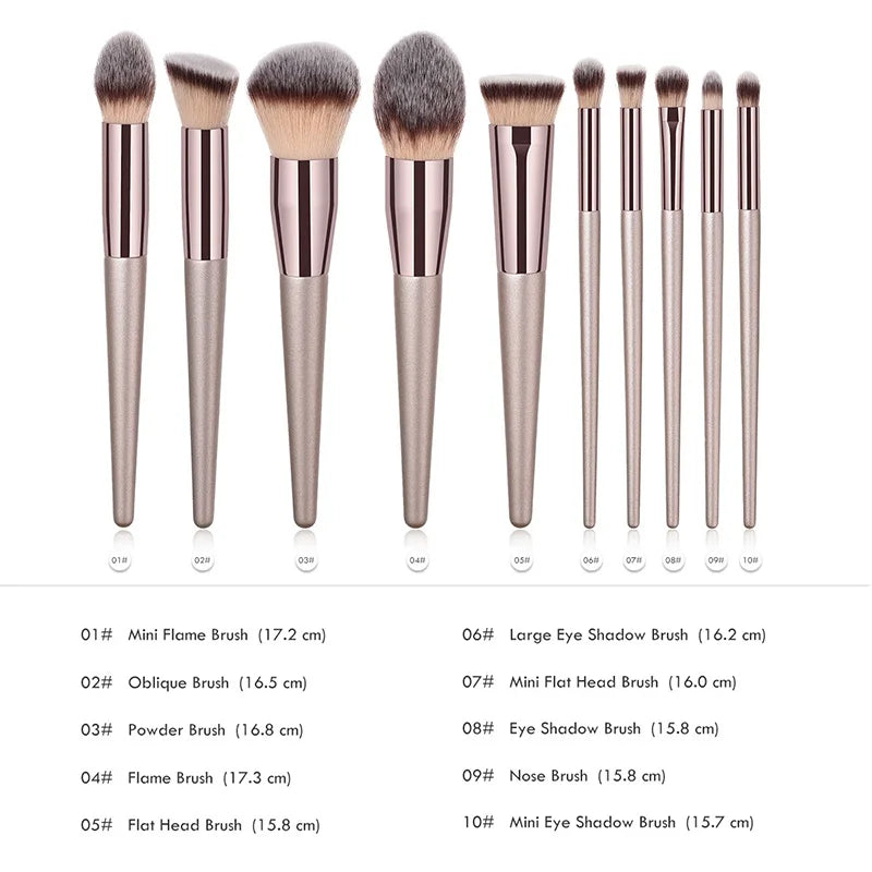 Hot Champagne Makeup Brushes Set 14 Pcs