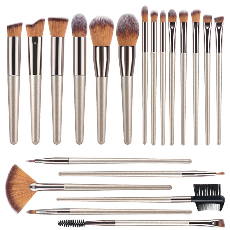 Hot Champagne Makeup Brushes Set 14 Pcs