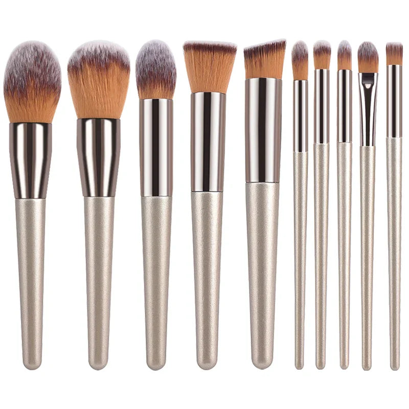 Hot Champagne Makeup Brushes Set 14 Pcs