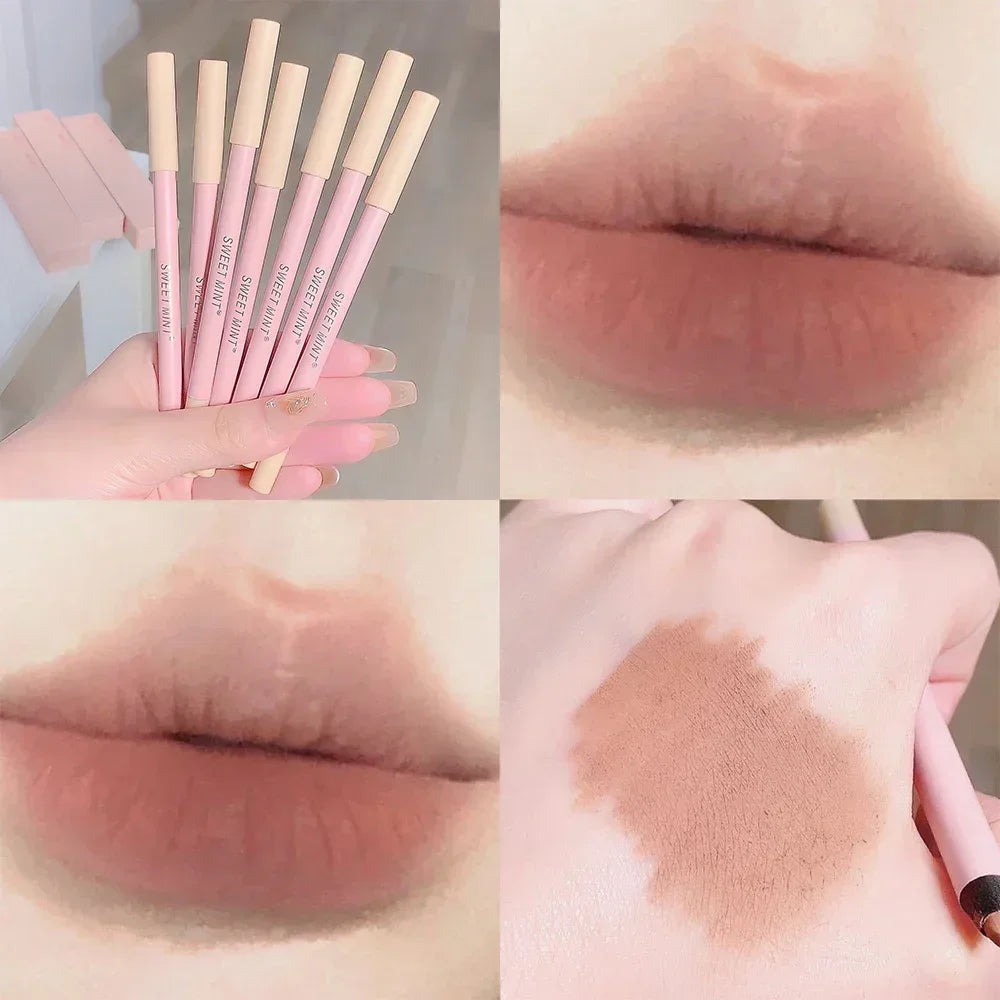Lip Liner Pen Matte Waterproof Longlasting Silver Tube Makeup