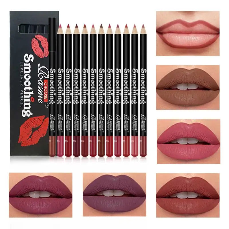 Lip Liner Pen Set Waterproof Easy To Color Makeup