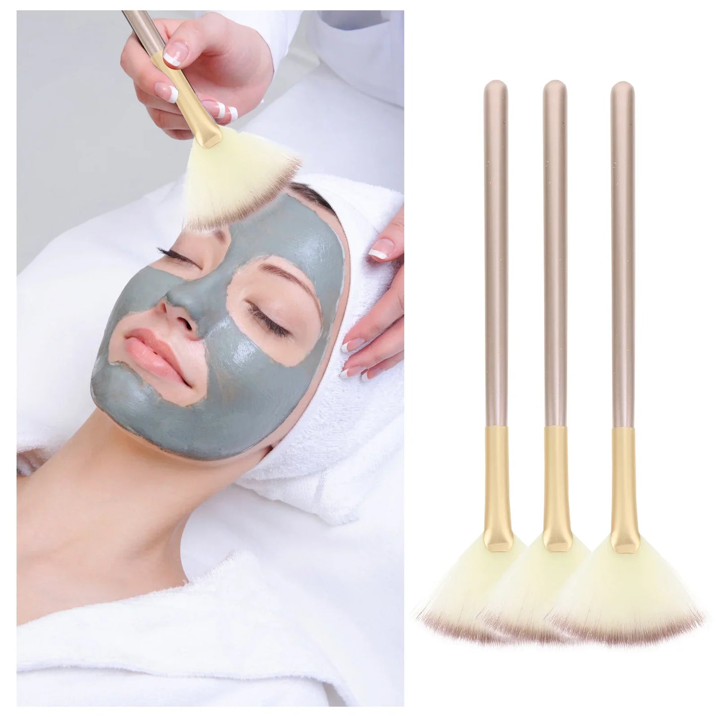 Makeup Brushes Kit 3Pcs Fan Highlight Blush