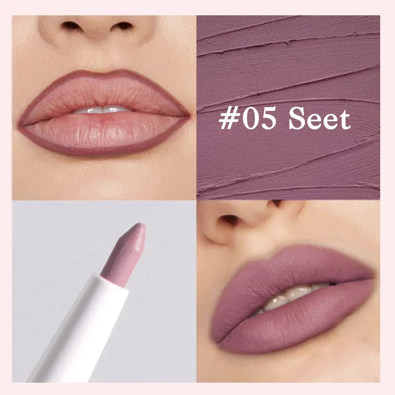 Matte Lipstick Pen Nude Brown Waterproof Lip Liner Pencil