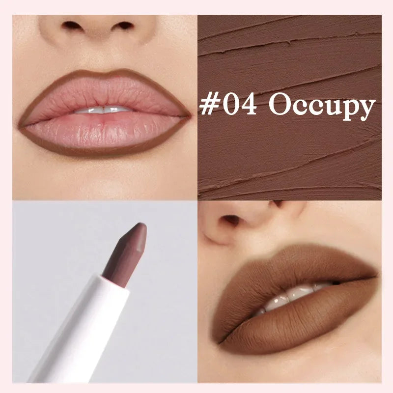Matte Lipstick Pen Nude Brown Waterproof Lip Liner Pencil