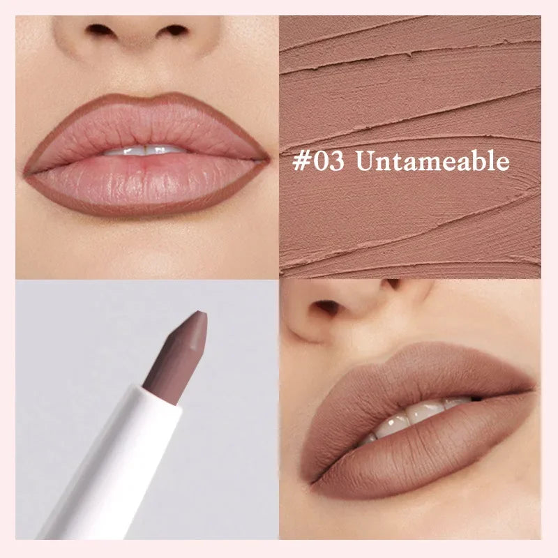 Matte Lipstick Pen Nude Brown Waterproof Lip Liner Pencil