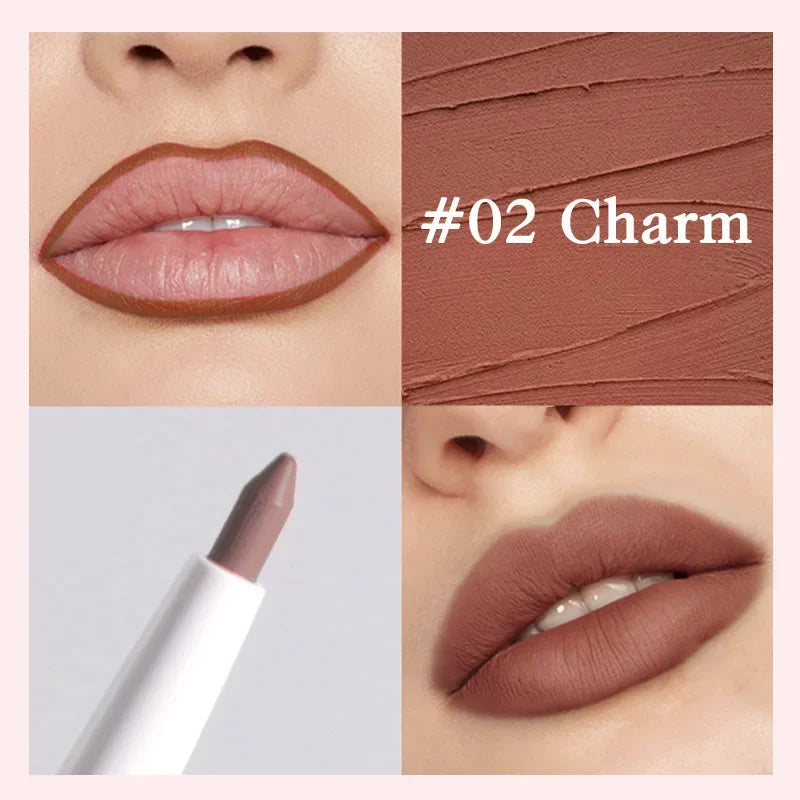 Matte Lipstick Pen Nude Brown Waterproof Lip Liner Pencil
