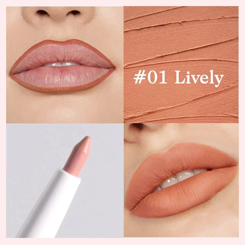 Matte Lipstick Pen Nude Brown Waterproof Lip Liner Pencil