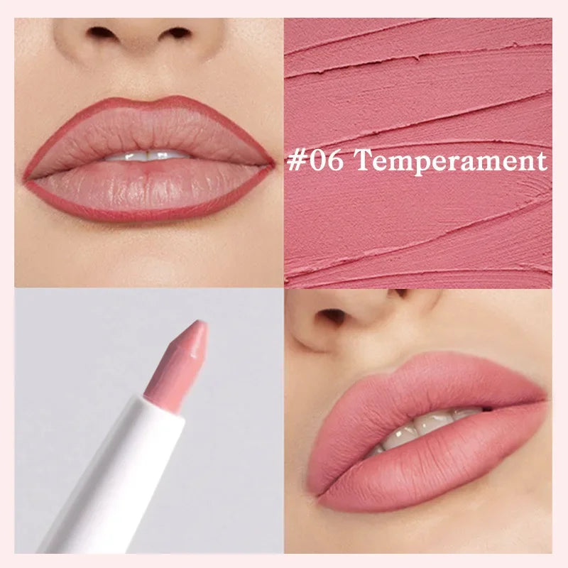Matte Lipstick Pen Nude Brown Waterproof Lip Liner Pencil