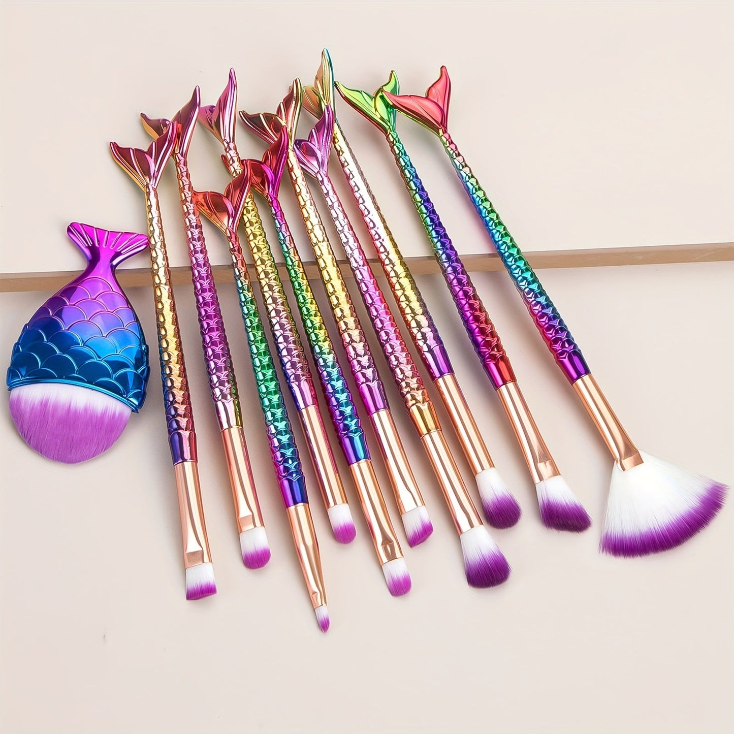 Mermaid Magic 11-Piece Colorful Makeup Brush Set