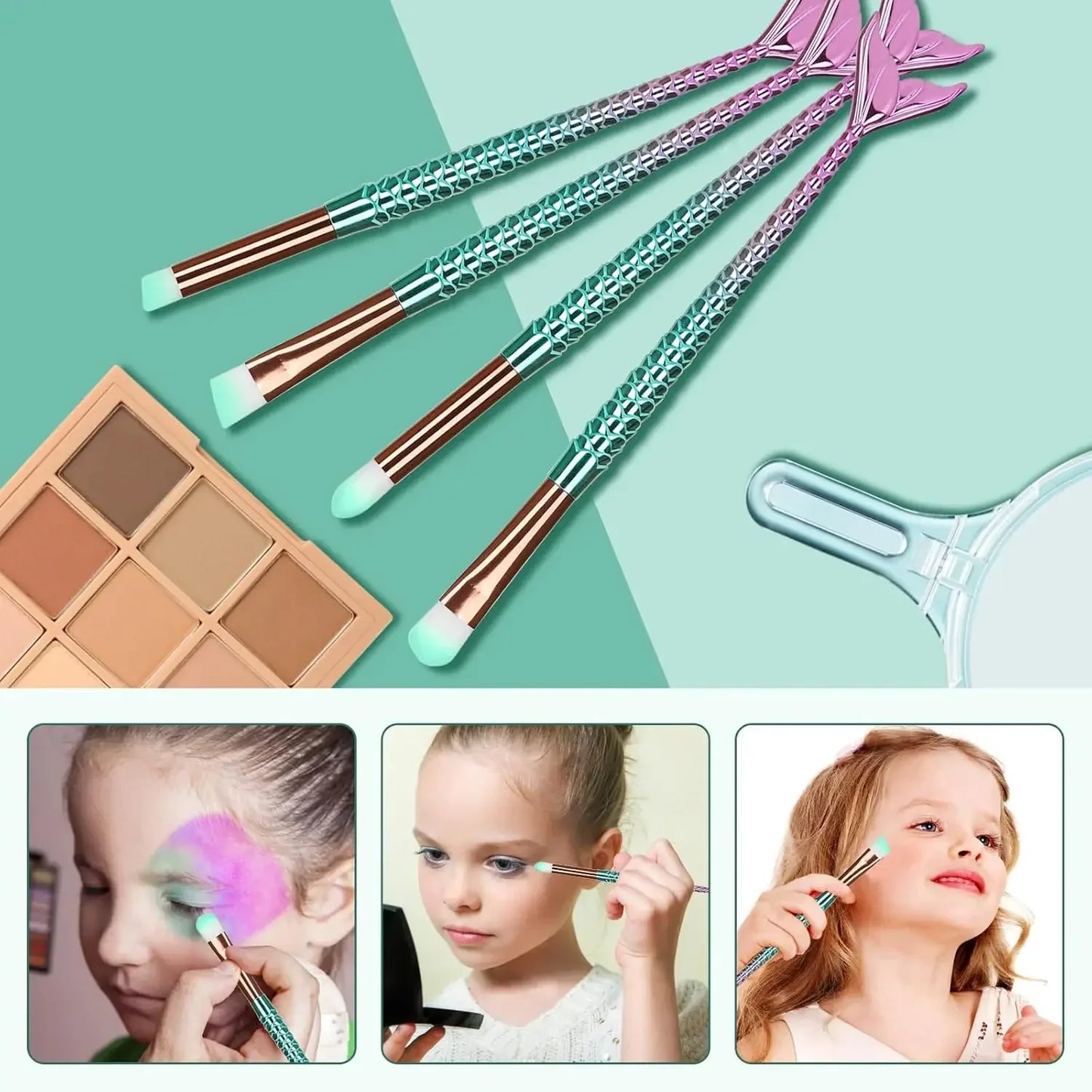 Mermaid Makeup Brush Set for Girls