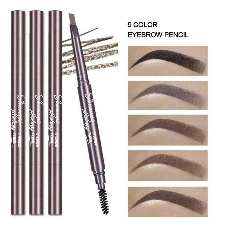 Natural Brown Waterproof Eyebrow Pencil With Brush For Precise Brows