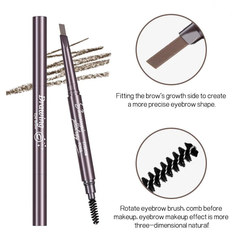Natural Brown Waterproof Eyebrow Pencil With Brush For Precise Brows