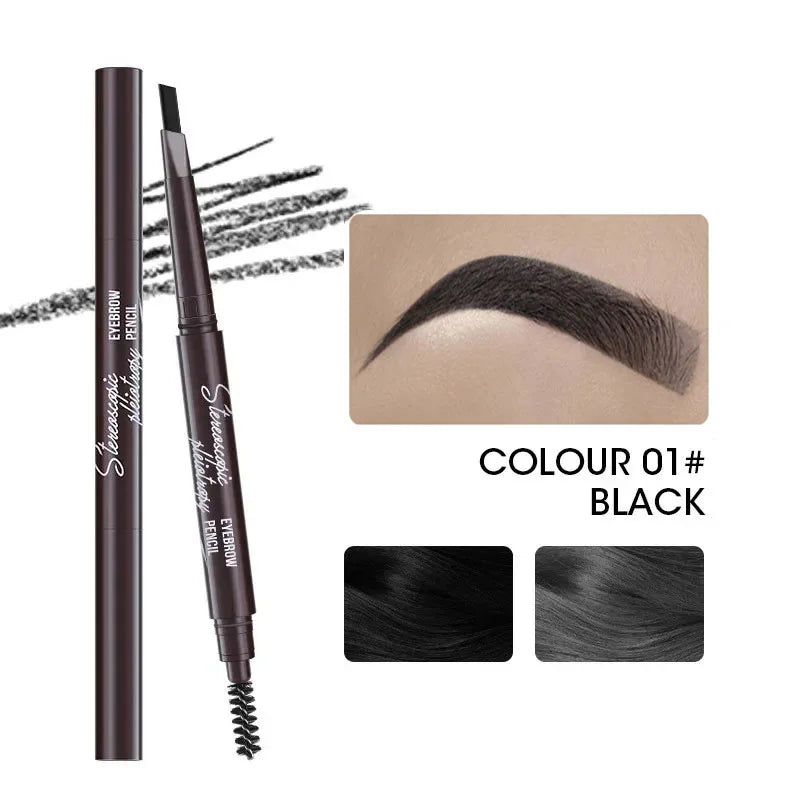 Natural Brown Waterproof Eyebrow Pencil With Brush For Precise Brows