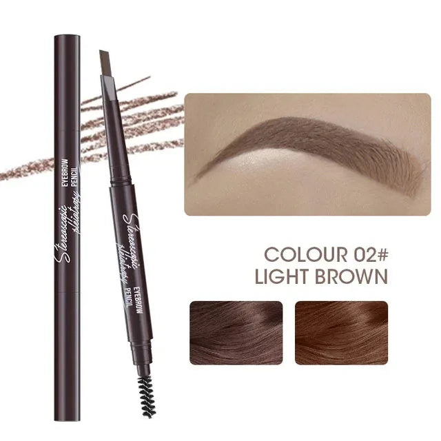 Natural Brown Waterproof Eyebrow Pencil With Brush For Precise Brows