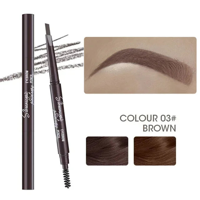 Natural Brown Waterproof Eyebrow Pencil With Brush For Precise Brows