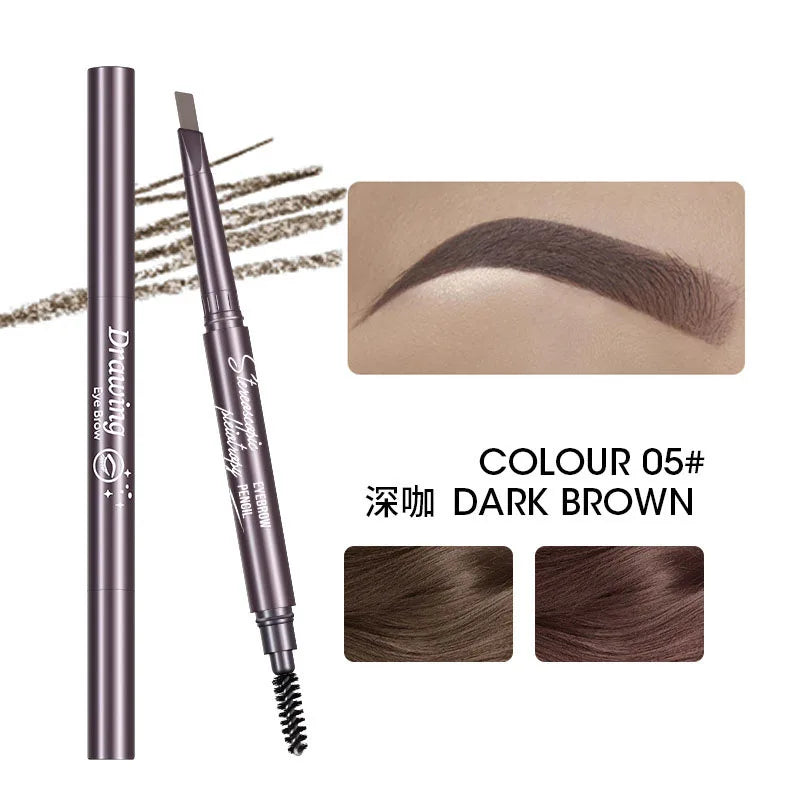 Natural Brown Waterproof Eyebrow Pencil With Brush For Precise Brows