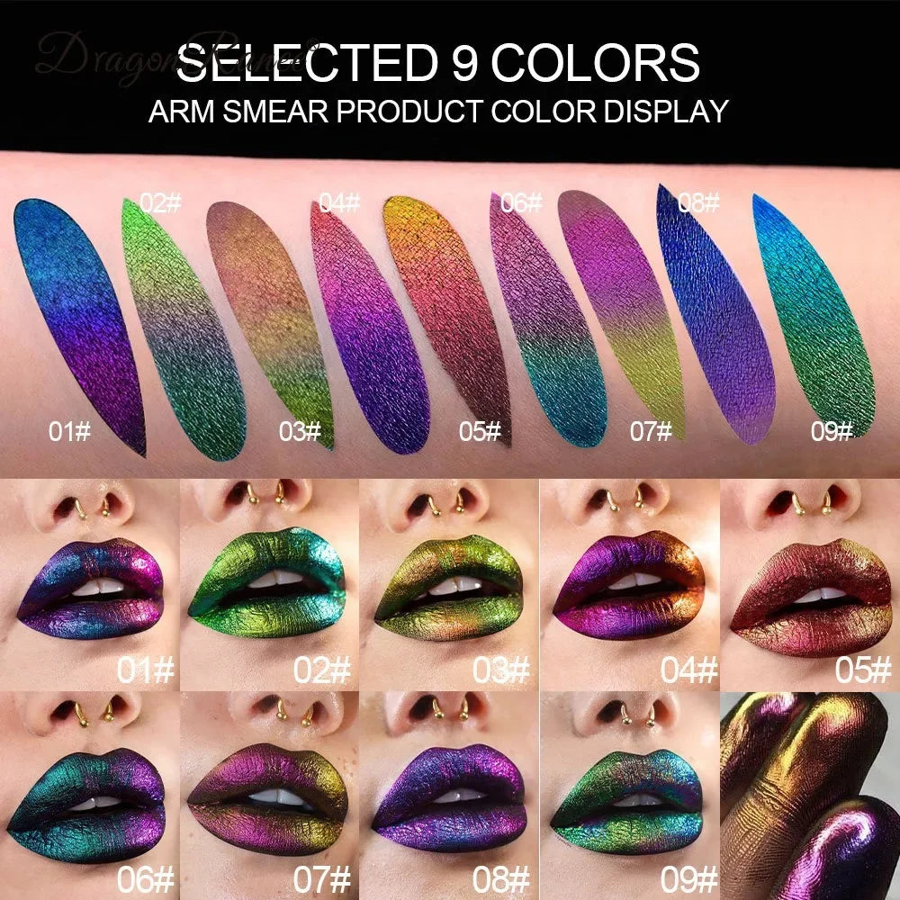 Navy Green Chameleon Glitter Lip & Eye Gloss Stick