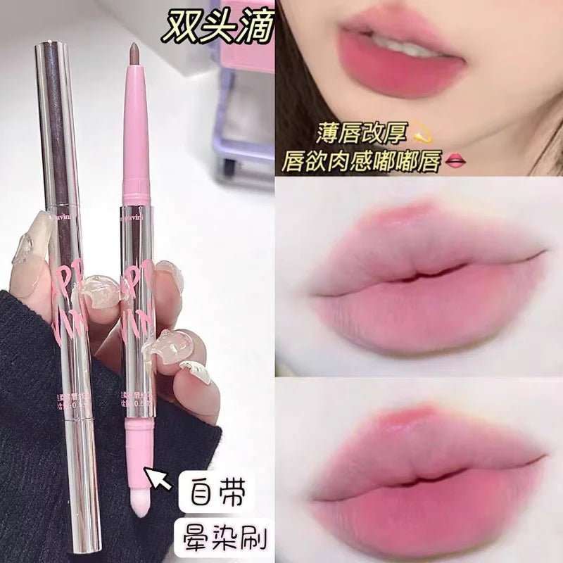 Nude Matte Lip Liner With Lip Brush Korean Natural Pink