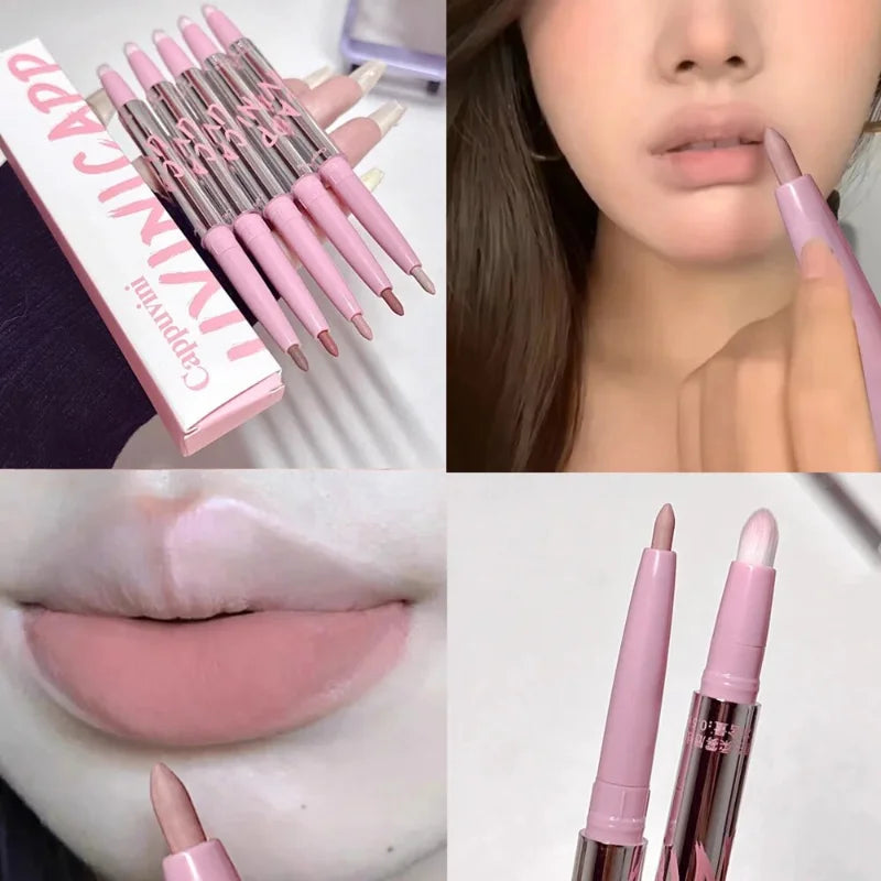 Nude Matte Lip Liner With Lip Brush Korean Natural Pink