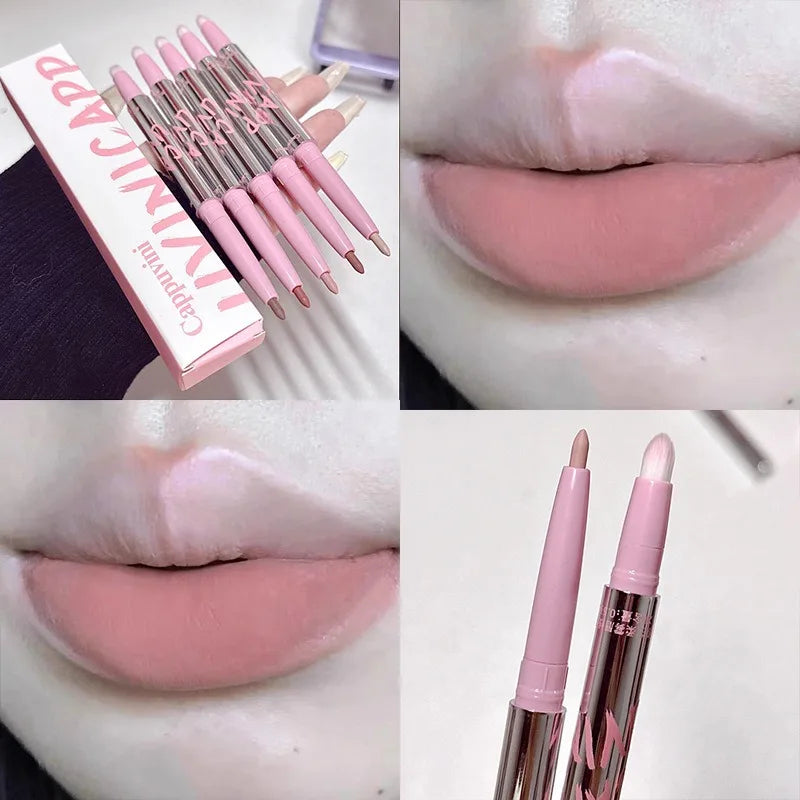 Nude Matte Lip Liner With Lip Brush Korean Natural Pink