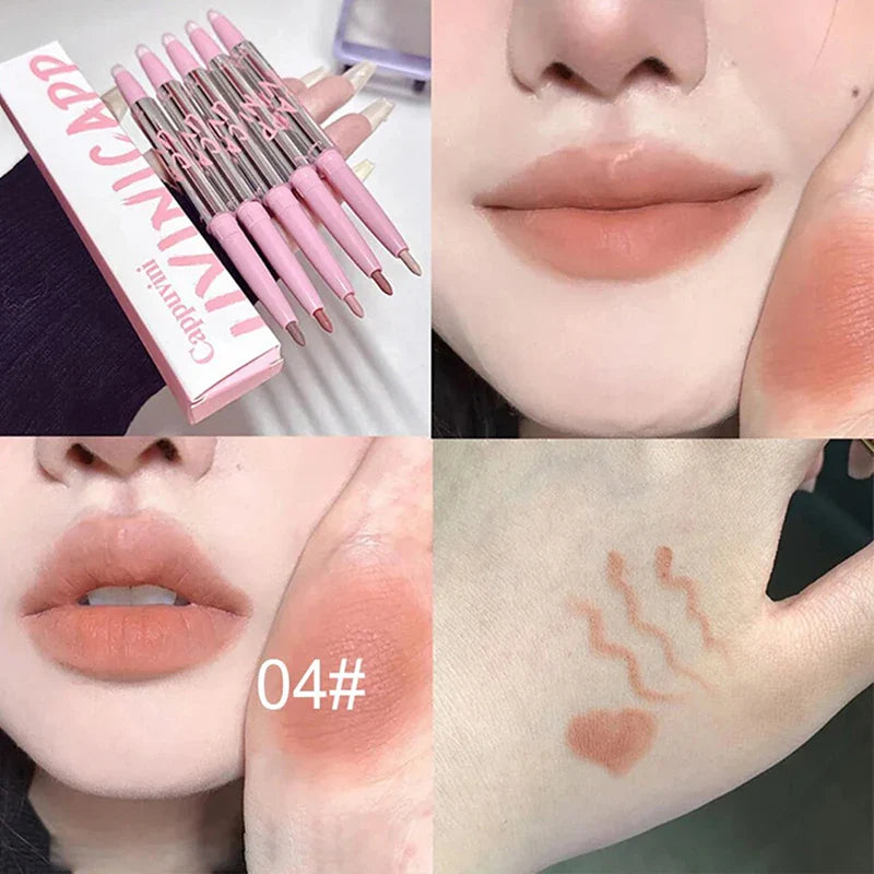 Nude Matte Lip Liner With Lip Brush Korean Natural Pink