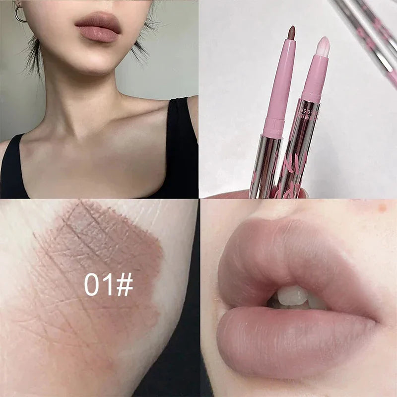 Nude Matte Lip Liner With Lip Brush Korean Natural Pink