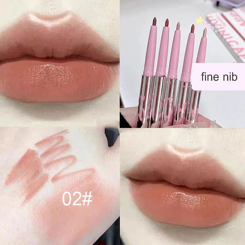 Nude Matte Lip Liner With Lip Brush Korean Natural Pink