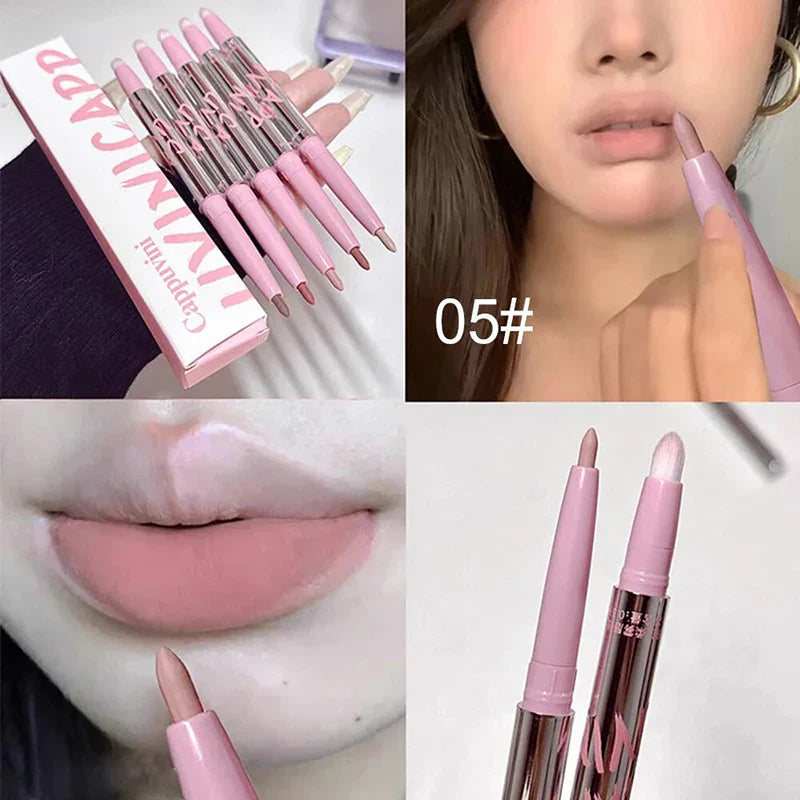 Nude Matte Lip Liner With Lip Brush Korean Natural Pink