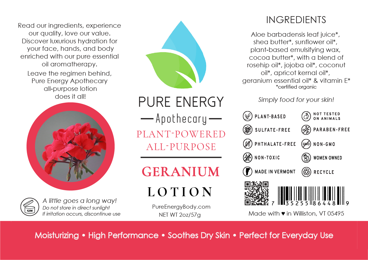 Natural All Purpose Lotion 8 Oz (Geranium)