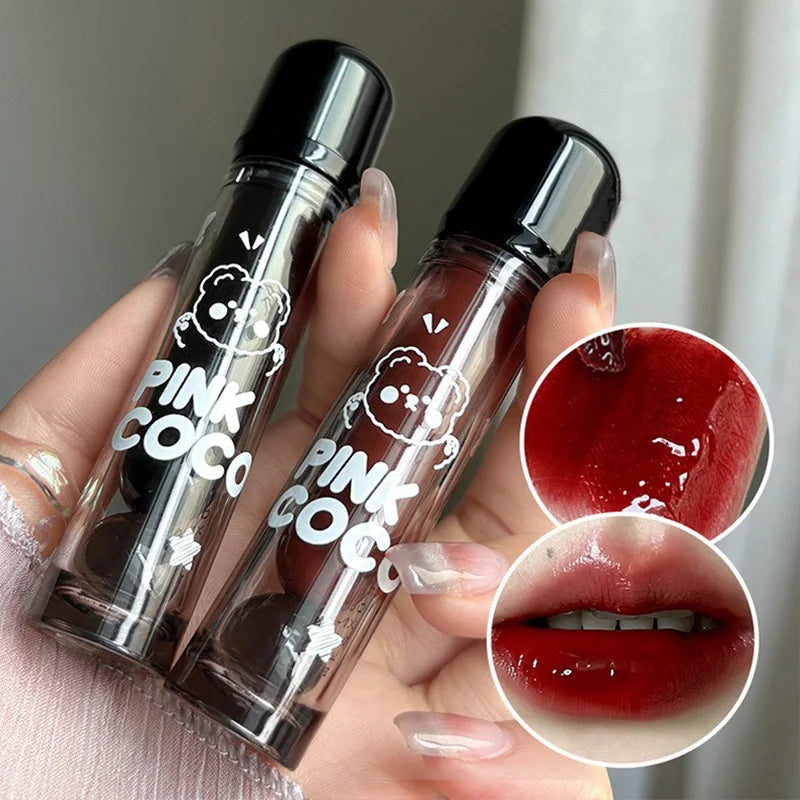 Pinkcoco Bear Doodle Mirror Lip Glaze Shiny Lip Gloss